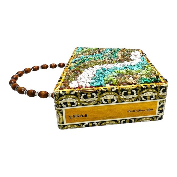 Braciano Handcrafted with Gemstones on a Vintage Cigar Box W/ Bamboo Handle - Picture 10 of 12